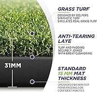 Vista 2 de Golfguru Alfombra de golf, 5 x 4 pies y 5 x 5 pies, alfombrillas de práctica con 10 bolas, 9 camisetas, ayudas de entrenamiento de golpeo para patio