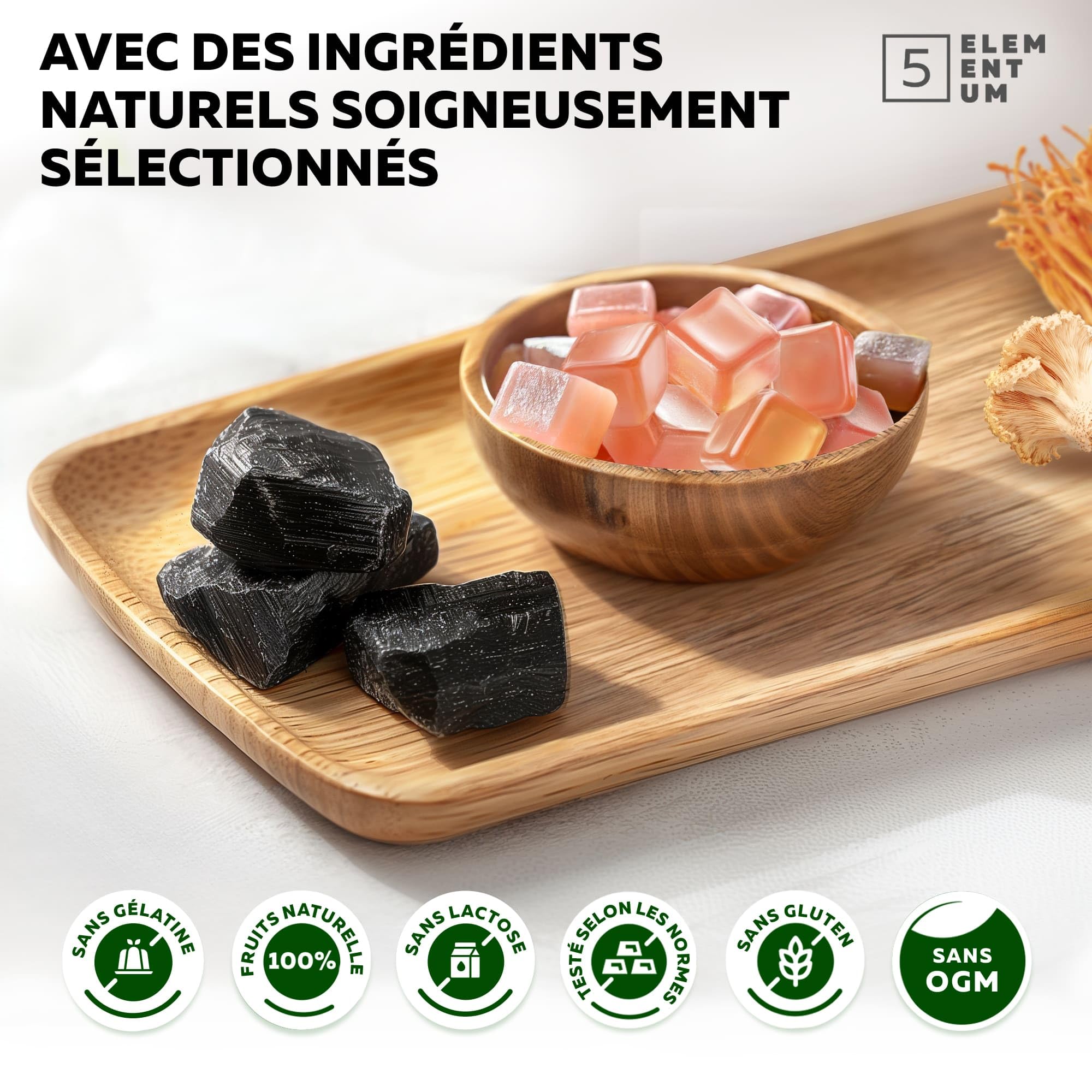Shilajit Gummies Pure Himalaya – 90 Gommes au Goût Pastèque – 2200 mg avec Reishi, Crinière de Lion, Chaga & Cordyceps – Sans Sucre, Vegan, Naturelles – Shilajit Original du Tibet