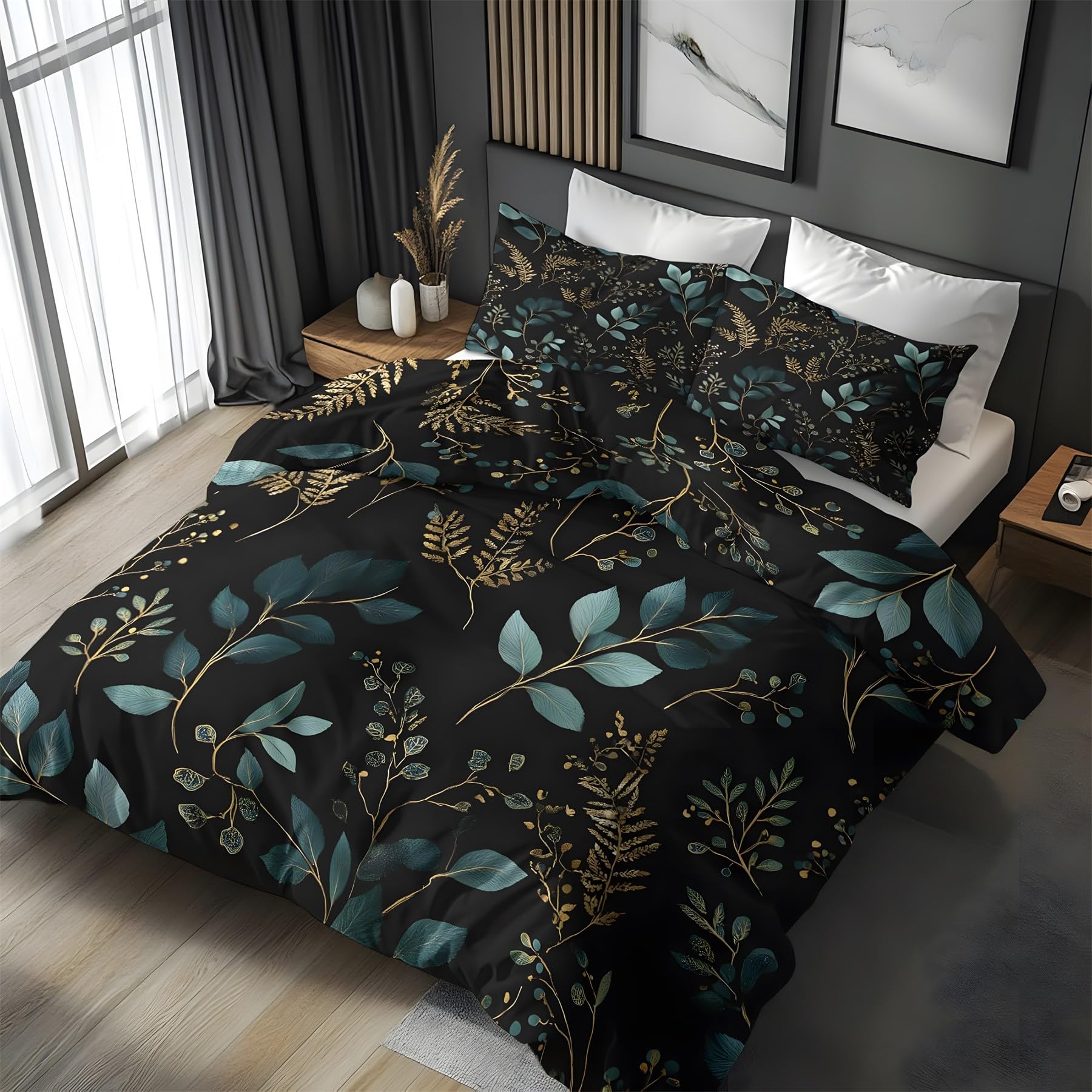 Housse de couette 240x260 avec 2 taies parure lit adulte microfibre confortable