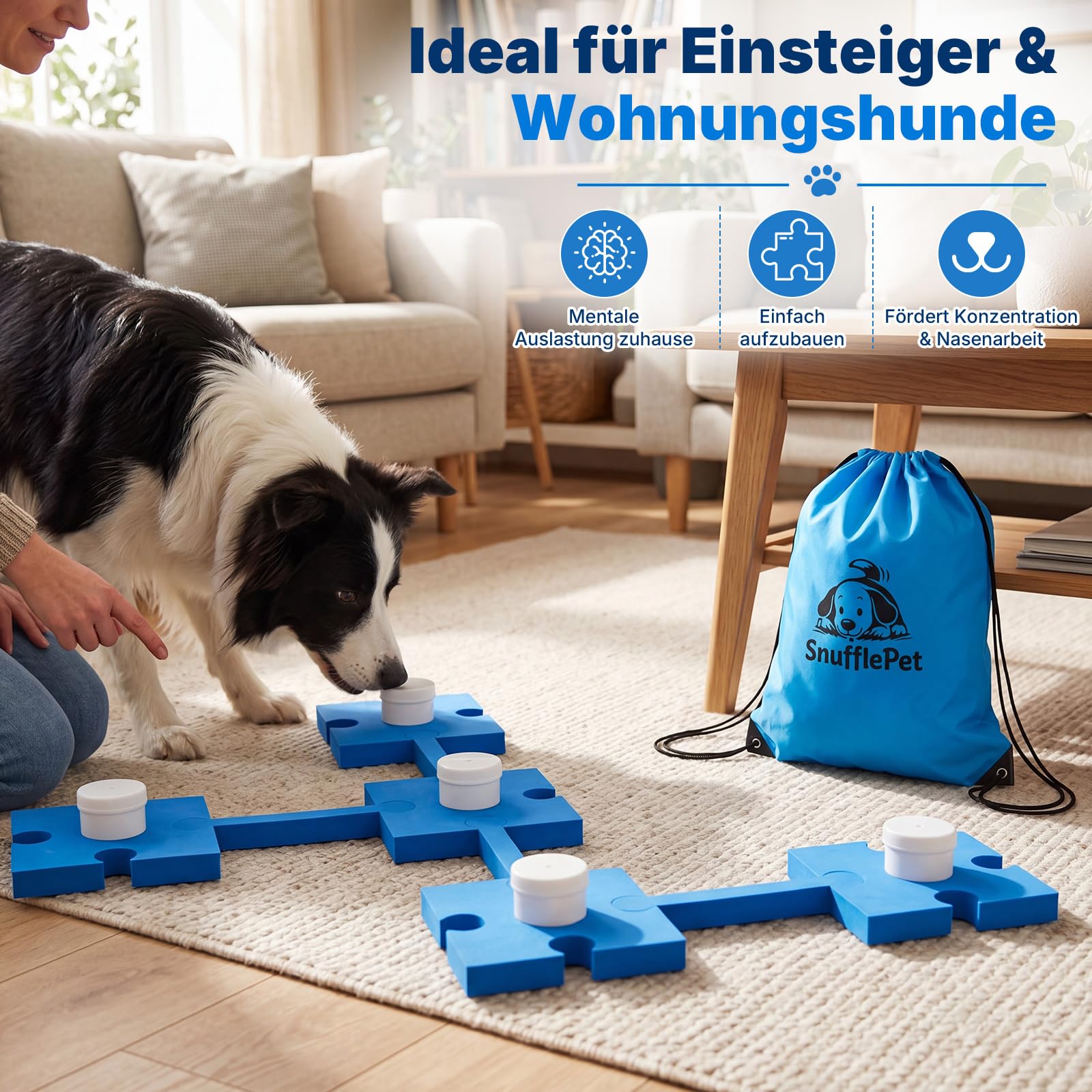 Jadive Kit d'Entraînement Détection Olfactive pour Chiens 6 Puzzles en Mousse avec 5 Récipients de Détection 1 Sifflet 1 Sac de Rangement Jouet Intelligent pour l'Entraînement Olfactif