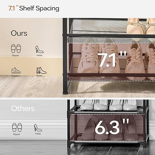 Miniatura 5 de Zapatero, organizador de zapatos de metal grande, capacidad máxima para 50 pares, estante de almacenamiento de zapatos de 8 niveles para garaje