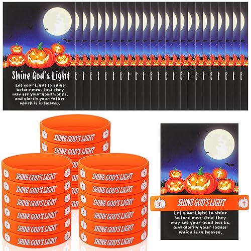 WinnerWhy 24 Set Halloween Christian Bracelets and Christ Prayer Cards