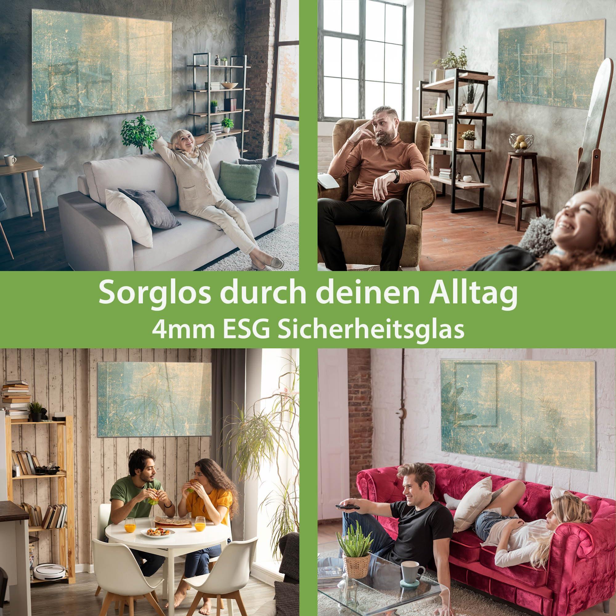 banjado Glas-Magnetboard in 120x80cm für Notizen mit abstraktem Muster