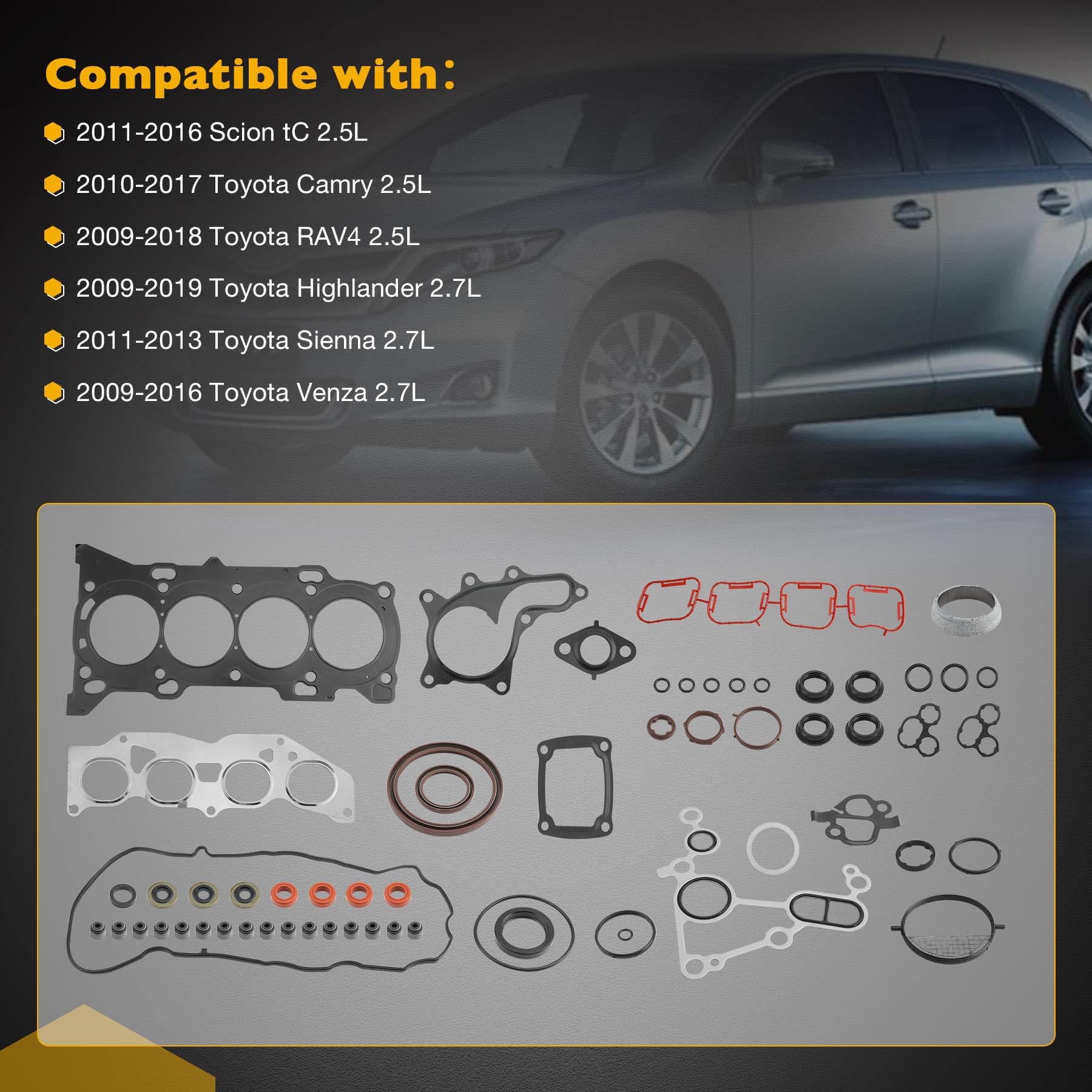 Amazon.com: 2.5L 2.7L Head Gasket Set, Compatible with 2009-2019