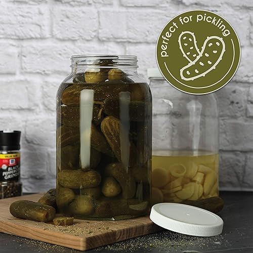 Miniatura 6 de kitchentoolz Tarro de vidrio extra grande de 1 galón, boca ancha con tapa hermética, recipiente seguro para fermentar, decapar y almacenar
