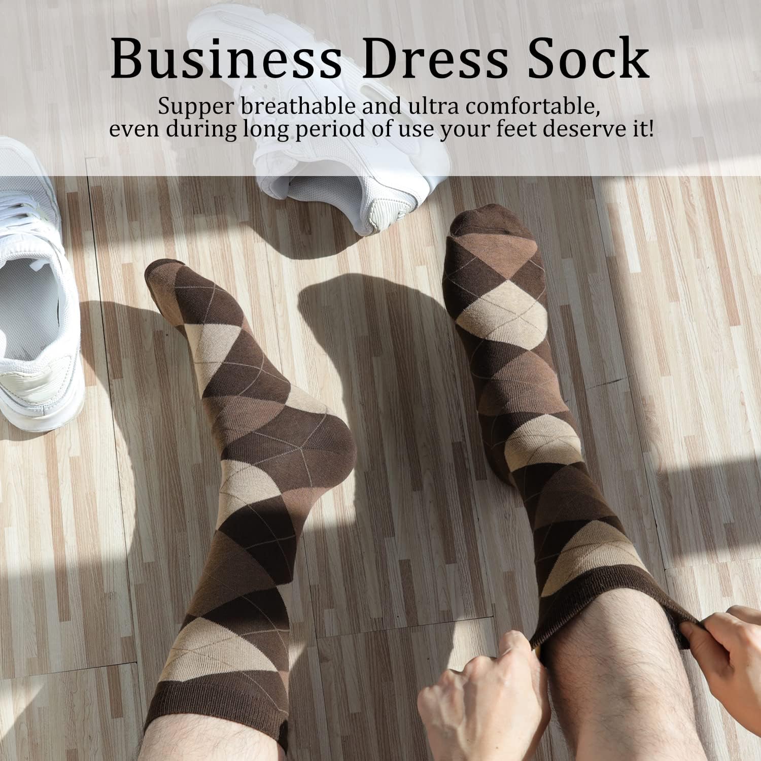 Yousu Mens Dress Socks Business Casual Solid Pattern Cotton Crew Sock 6 Pairs, Valentines Day Gifts for Men Boys - Image 7