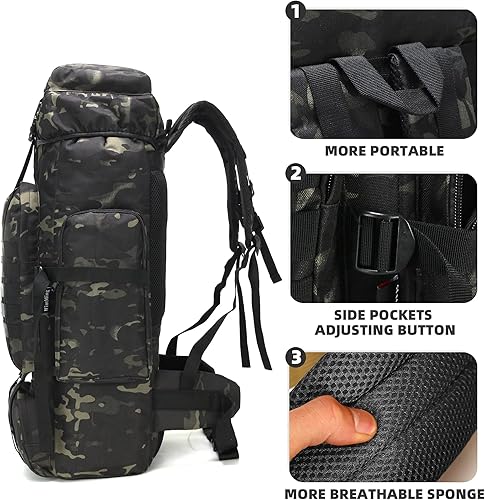 Miniatura 3 de King'sGuard 70L Camping Hiking Backpack Tactical Backpack Military Molle Rucksack Backpack for Outdoor