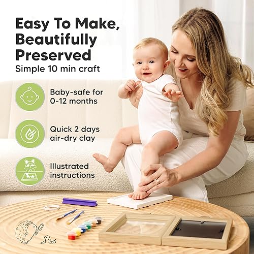 Miniatura 3 de KeaBabies Kit personalizado de huellas de manos y pies de bebé, arcilla de secado rápido - Kit de recuerdo de huellas de pies y manos para recién