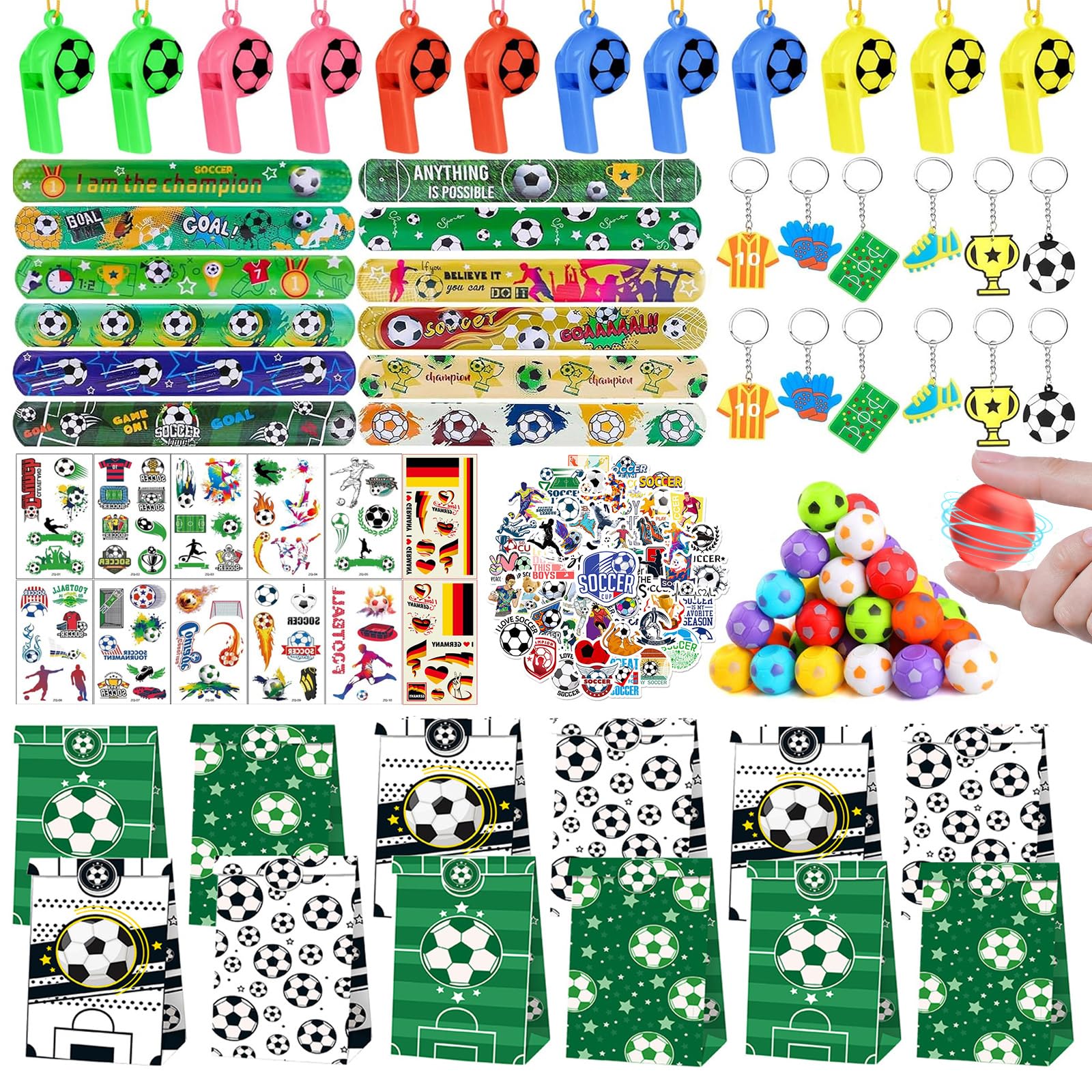 Liangding Fußball Party Mitgebsel Set für Kinder – Geschenkideen & Gastgeschenke für Jungen und Mädchen, Fußball Party Deko zum Kindergeburtstag, Schule oder Karneval（122 Stück）