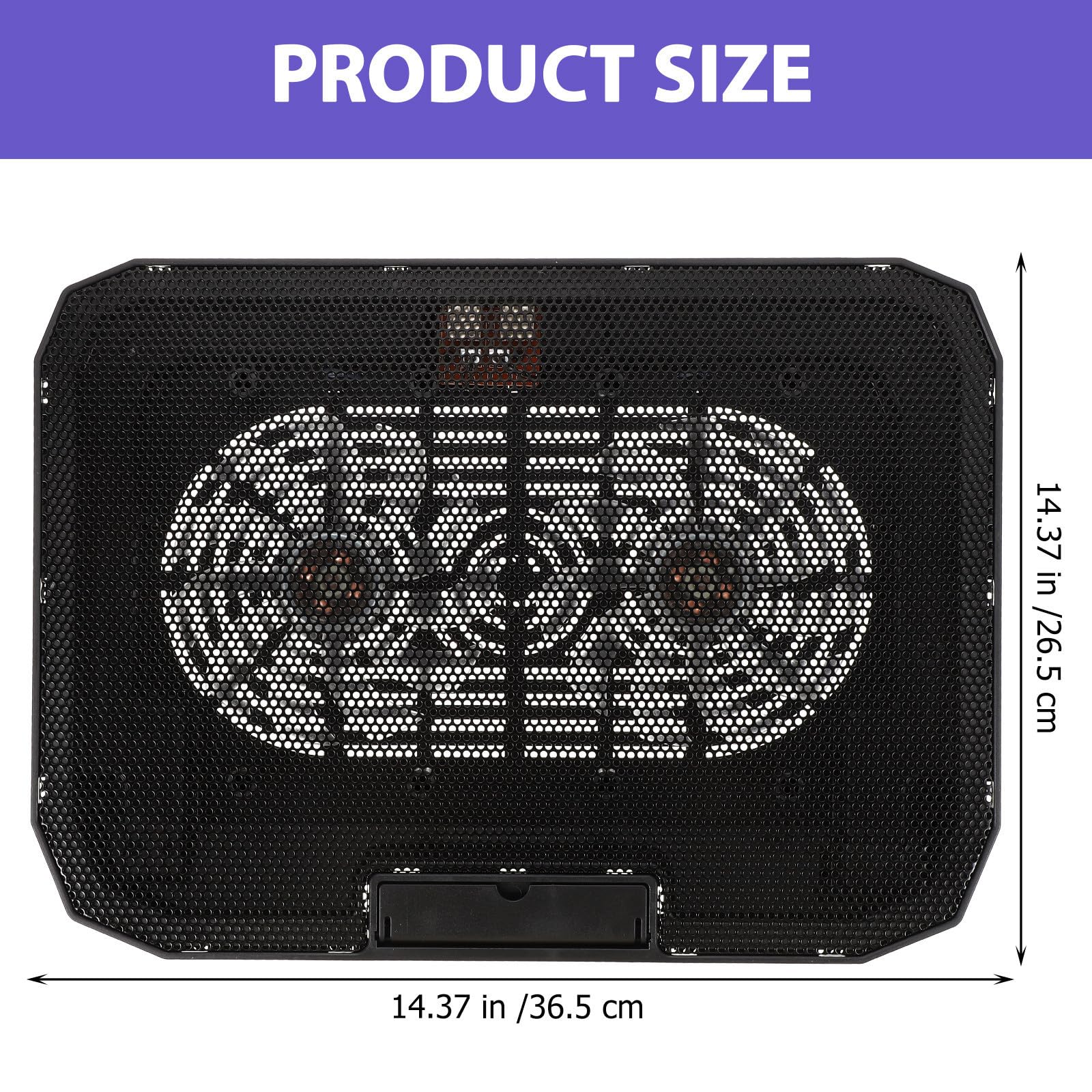 Soporte de Refrigeración para Portátil Ventilador Ajustable, Negro