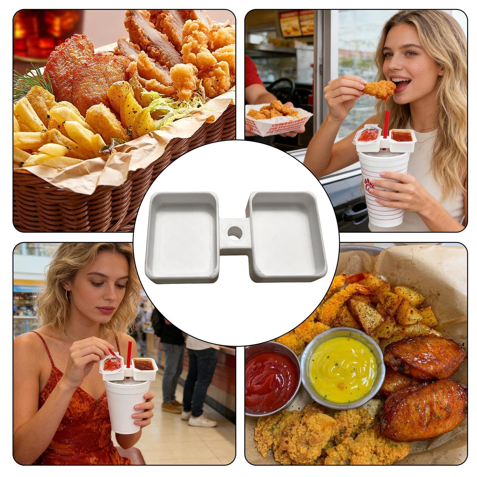 Kompaktowy uchwyt na sos, adapter fast food, 2,5 x 2 cale pojemnik z bezpiecznym dopasowaniem, stabilny do dipping tacka, nowoczesny styl wkładka do kubków o gładkiej konstrukcji, akcesoria do