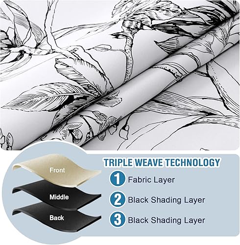 Miniatura 5 de H.VERSAILTEX Cortinas 100% de Opacidad para Sala de Estar Cortinas Opacas Florales de Camelia de 63 Pulgadas de Largo que Bloquean la Luz Cortinas