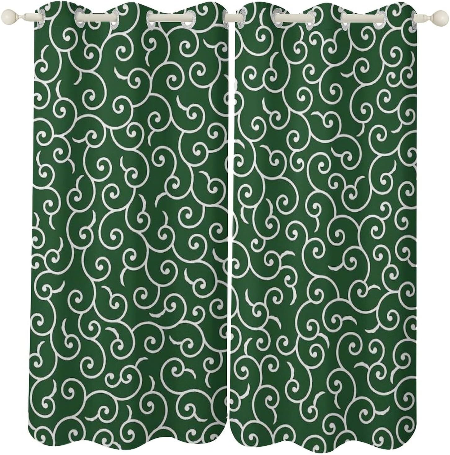 遮光 遮熱 保温 カーテン 緑の伝統的な和柄エメラルドホワイト これ一枚でお部屋快適に 昼夜目隠し効果 高い保冷効果 紫外線カット率