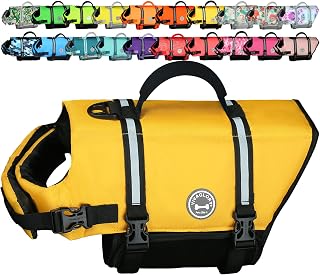 VIVAGLORY Dog Life Vest Rip Stop Dog Swim Vest, XXS, Yellow