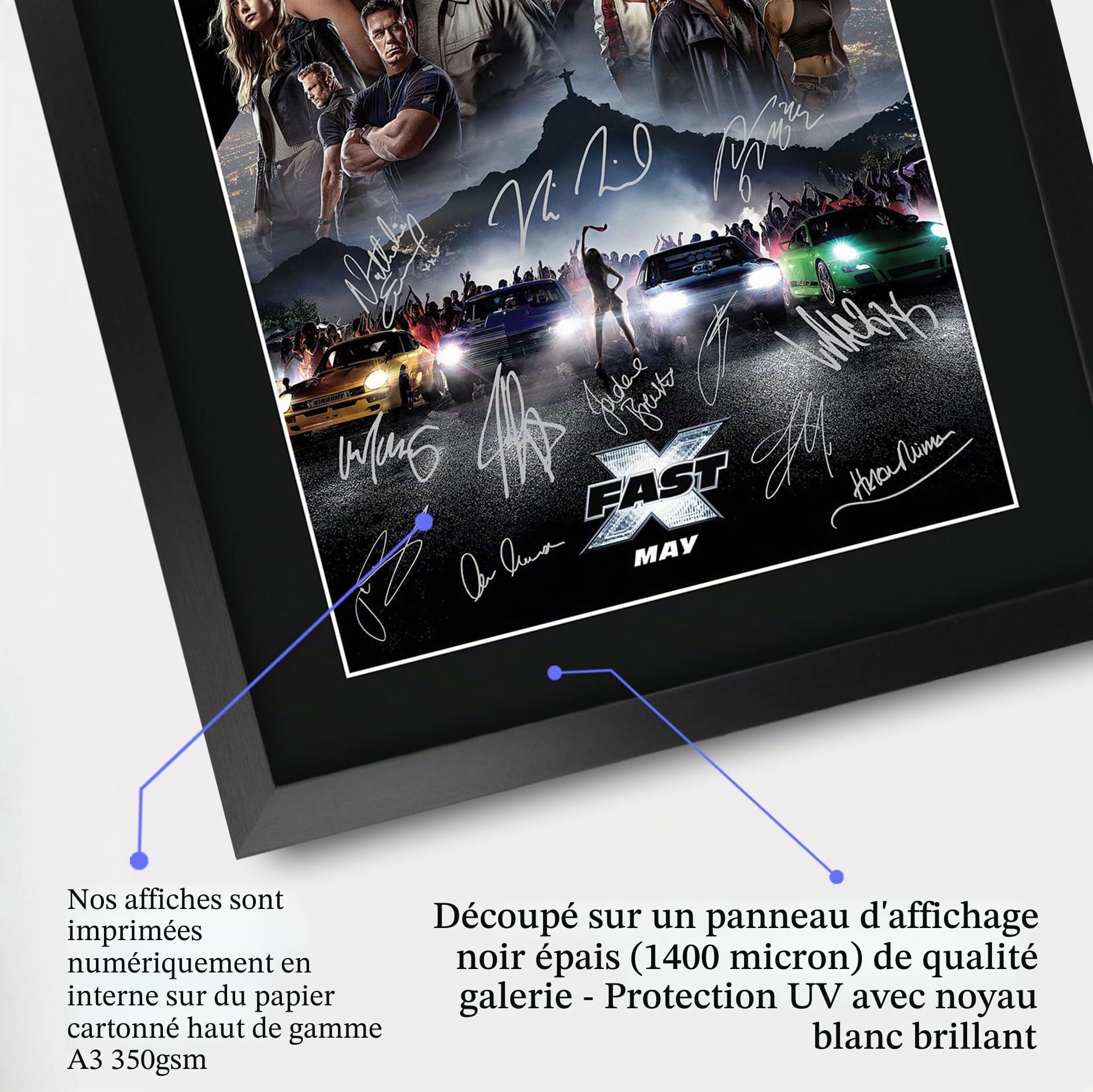 HWC Trading FR A3 Fast and the Furious 10 Fast X Vin Diesel Cadeaux imprimés affiche photo autographe signée pour les fans de cinéma - A3 Encadré