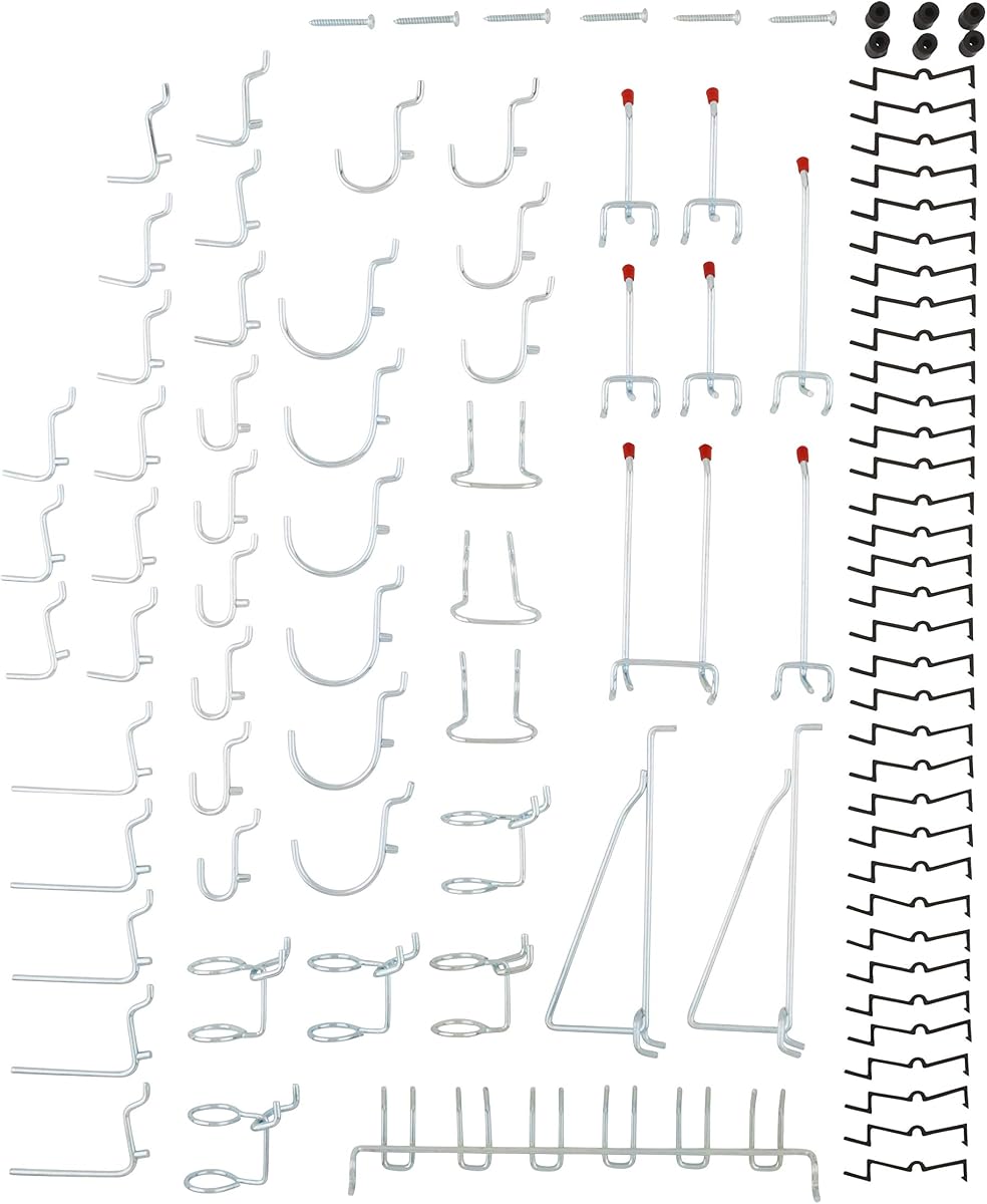 National Hardware 51-Piece Pegboard Hook Set, Steel, Zinc Plated | Fits 1/8 in and 1/4 in Pegboard; 51 Hooks Organize Tools in Garages, Sheds, Shops and Utility Rooms