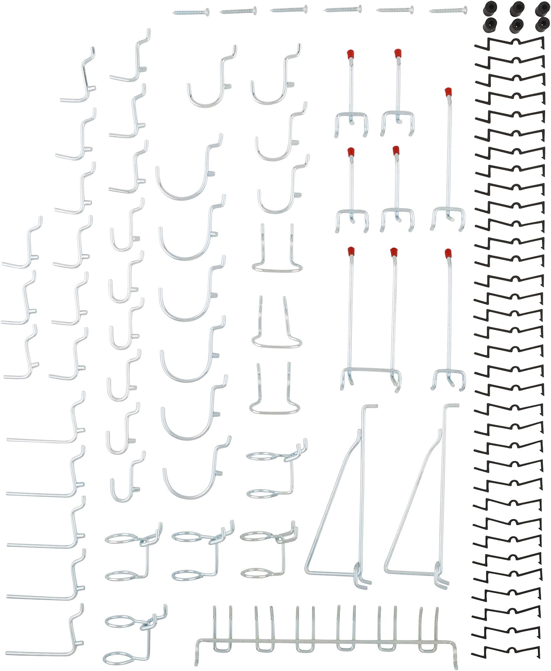 National Hardware 51 Piece Peg Board Hook Set, Multi-Tool Rack Increases Garage Storage, Workbench and Garage Organizer, Pegboard hooks in Zinc, S819-841