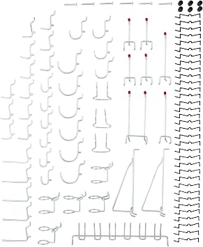 National Hardware 51-Piece Pegboard Hook Set S819-841 - Multi-Tool Rack for Garage Storage, Workbench and Garage Organizer, Pegboard Accessories in Zinc for 1/8 in and 1/4 in Pegboard