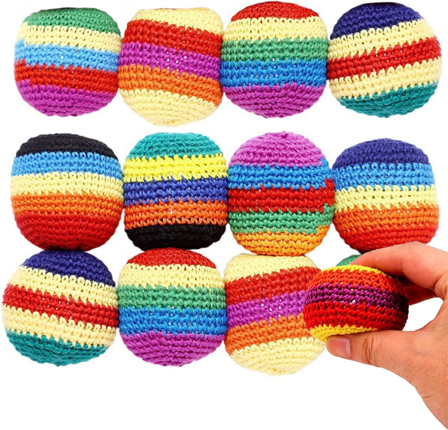6PCS Hand-Made Knitted Bags, 2026 Upgraded Footbags Knitted, Professional Balls for Kids, Juggling Balls for Beginners, Ready-to-Use Balls (No Assembly Required) (12pcs)