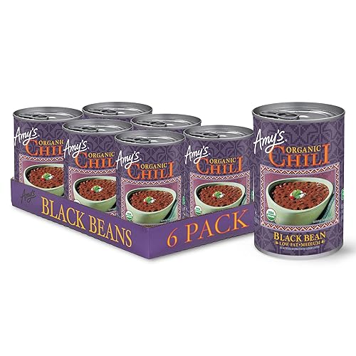 Amy's Chile orgánico, frijol negro medio bajo en grasa, 14.7 onzas (paquete de 6)