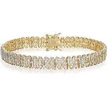 14K Gold Bracelet for Women - 2 Carat Diamond S Link Tennis Bracelet Yellow Color - Size 7 7.5 8 Inches