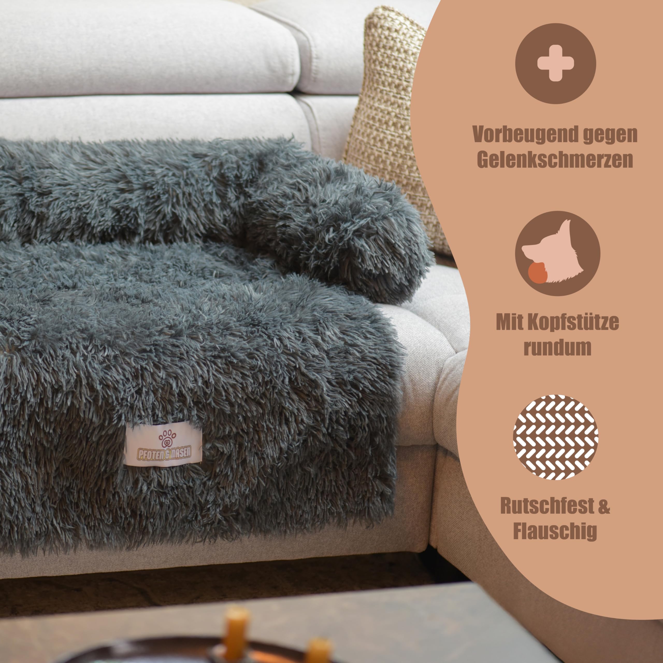 Pfoten&Nasen® Hondenbed Sofa [Bruin, S – 80×75 cm] – Hondenbank & Bankbescherming, Waterdichte en Wasbare Hondenmat, Zacht Hondenkussen voor Kleine, Middelgrote en Grote Honden