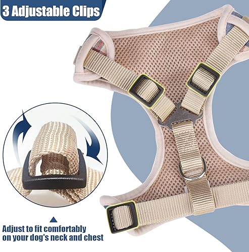 Miniatura 5 de PUPTECK Juego de arnés y collar de correa para perros pequeños y medianos, cachorros y gatos, sin tirones, ajustable, reflectante, de malla suave,