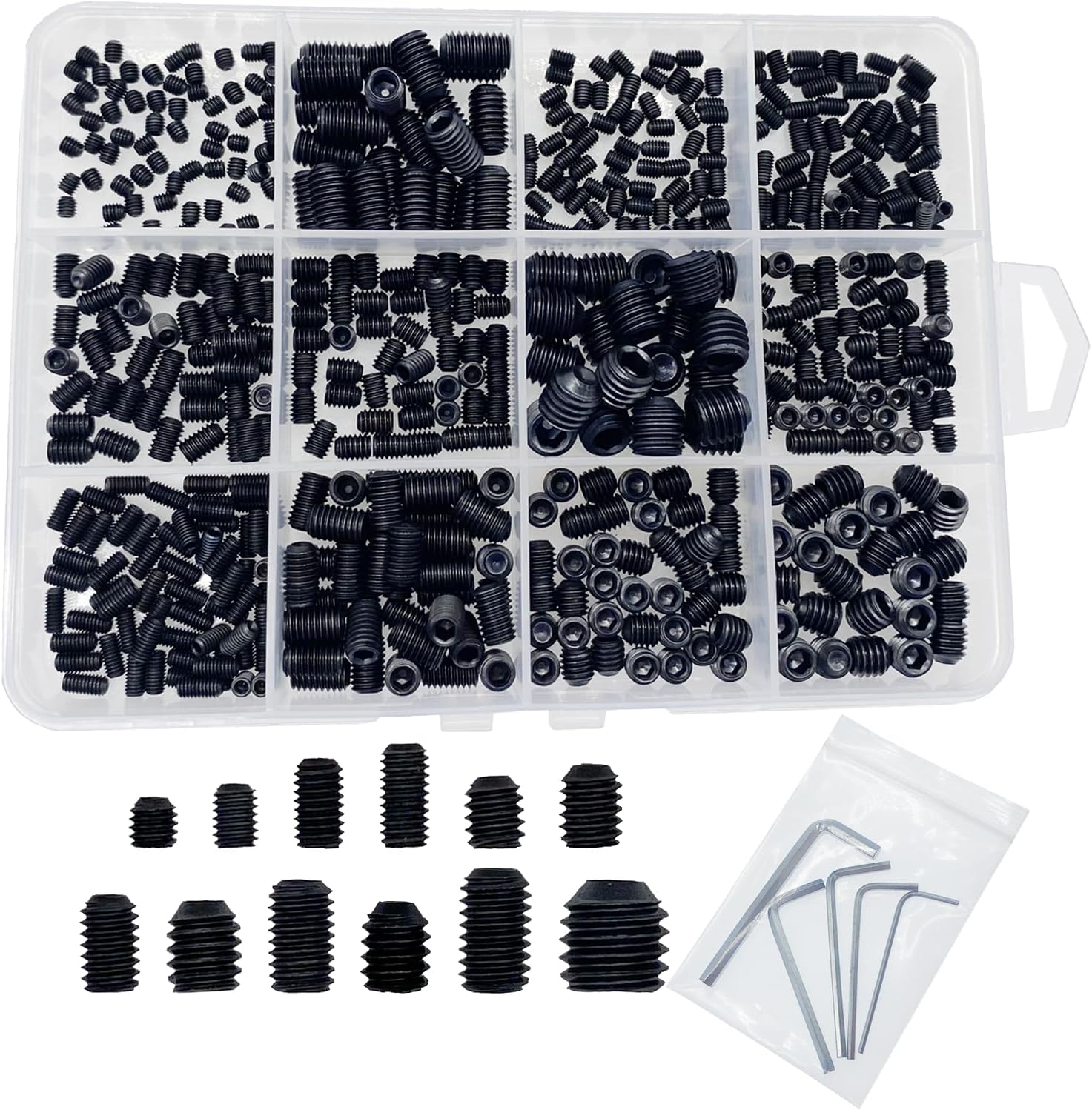 500pcs Set Screws, Grub Screws, Set Screws Assortment Kit M3 M4 M5 M6 M8 for Door Handles, Bathroom Fixtures, Home Repair, Repair Furniture, Electronic Product, Install Door Lock, DIY, 12 Sizes