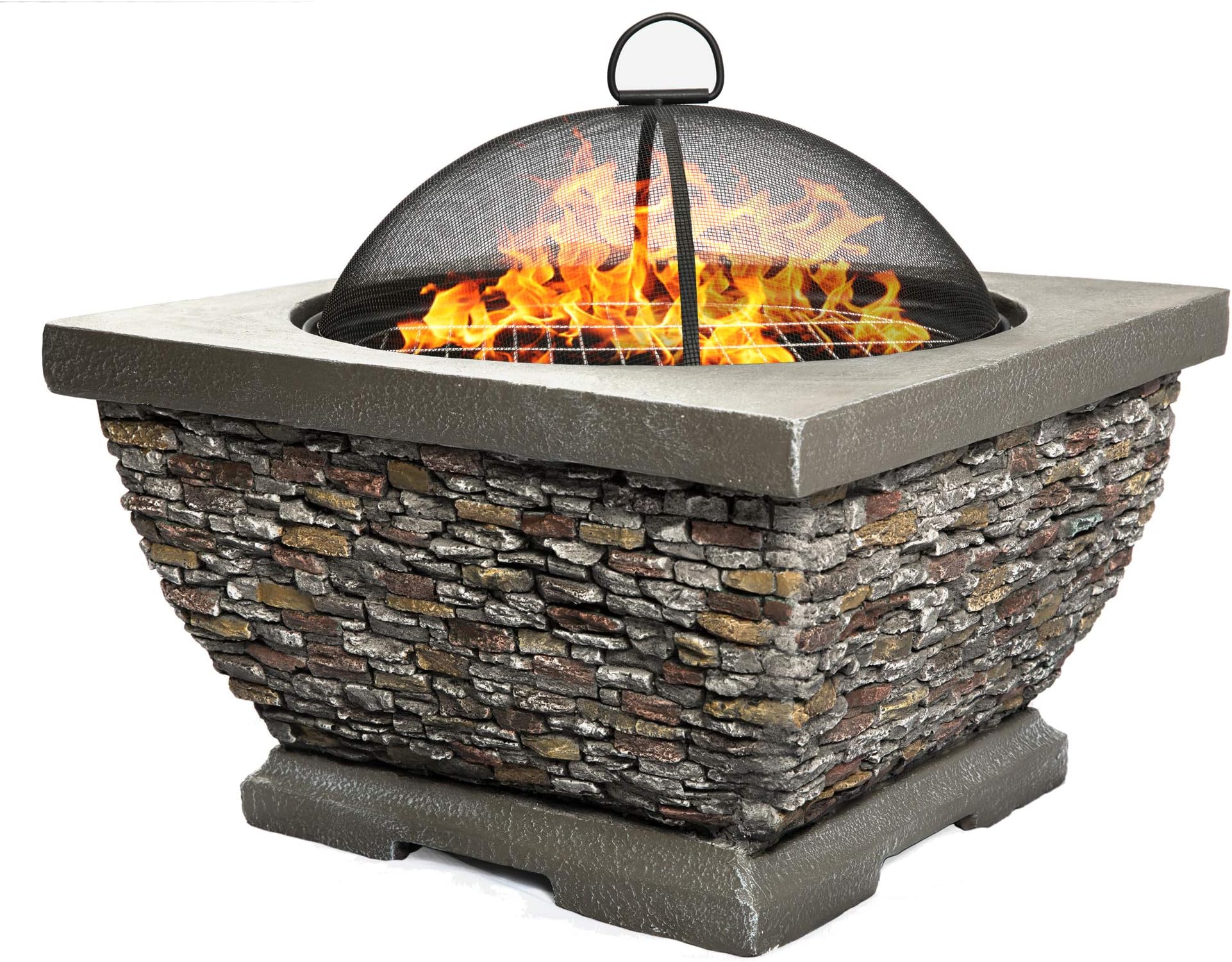 Homeology TONTERIA Prestigious Garden & Patio Heater Fire Pit Brazier and Barbecue with Eco-Stone Finish