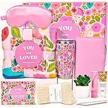 Women's Curated Care Package Gift Box - Birthday, Get Well Soon, Surgery, Self Care, Mother's Day, Gifts for Mom Daughter Wife Friend, 10 Pieces with Cozy Blanket, Tumbler Mug ("You are Loved" Pink)