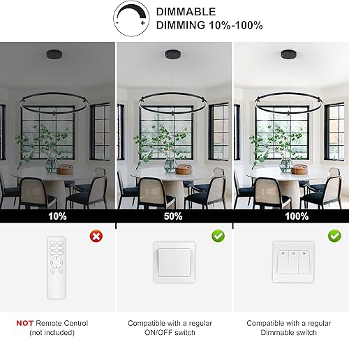Miniatura 9 de Candelabro LED moderno, 1 anillo de luces colgantes circulares, lámpara moderna de comedor de 23.62 pulgadas para vestíbulo, cocina, sala de estar,