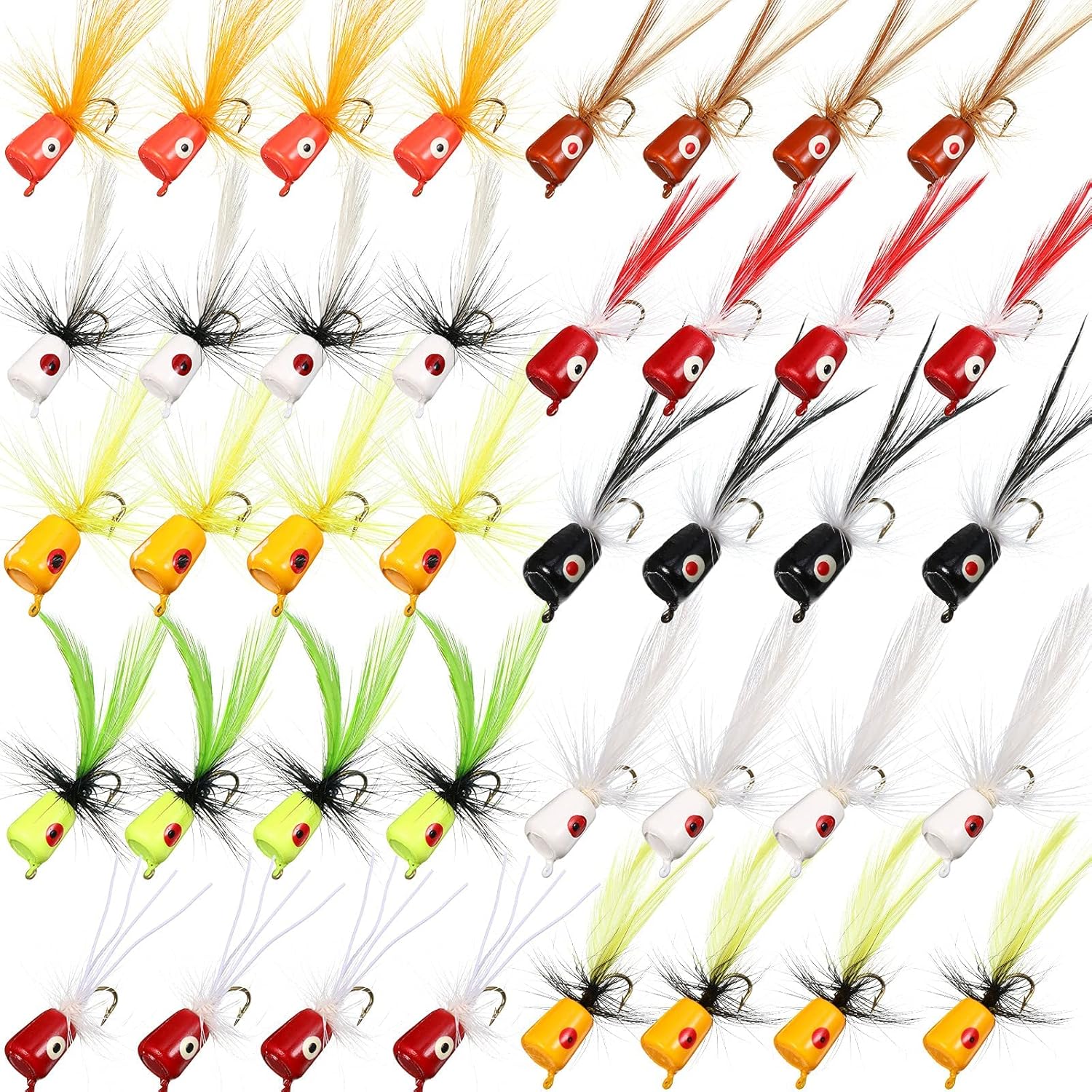 Sumind 80 Pieces Fly Fishing Flies Fly Poppers Panfish Poppers Dry Flies Fishing Popper Lures for Trout Salmon Bass