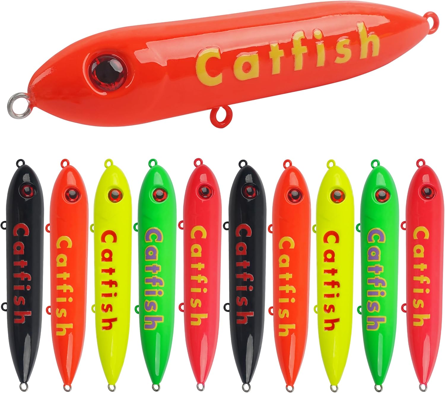 Demon Dragon Catfish Floats Catfishing Rattling Line Float Lure for Catfishing Spook Rattle/Floats Peg Float for Santee Rig Catfish Rig 4/5.5 inch, 5/10 Pack