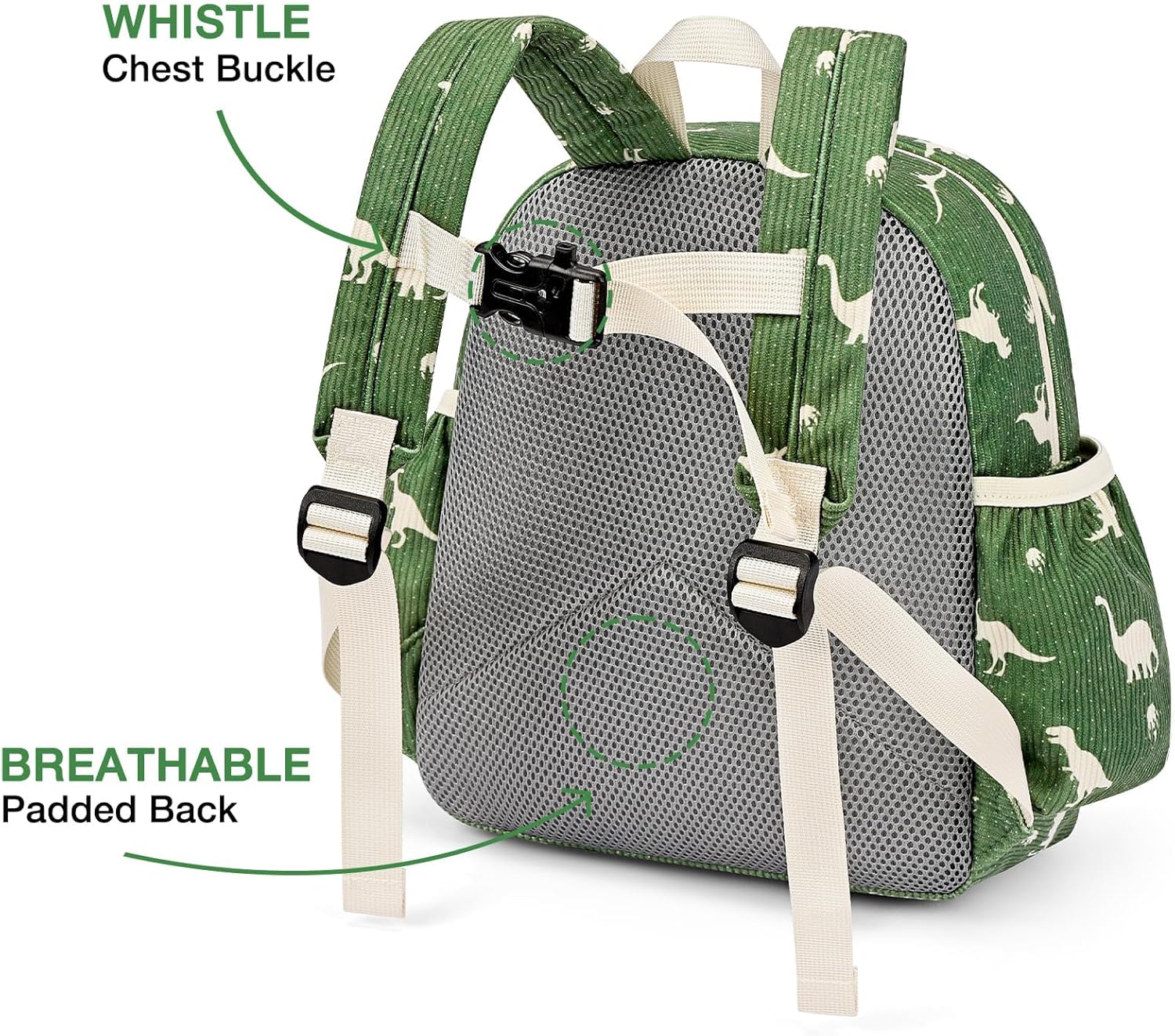 STEAMEDBUN Corduroy Toddler Backpack for Boys 2-4: Kids backpack for Boys Girls - 12 inch Preschool Kindergarten Backpacks - Dinosaur - Image 3