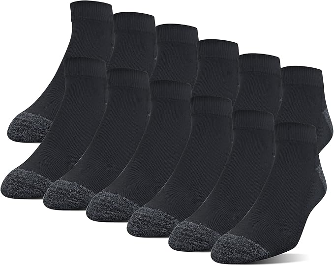 Gildan Men's Polyester Half Cushion Low Cut Socks, 12Pack, Black, Shoe Size 612 at Amazon Men