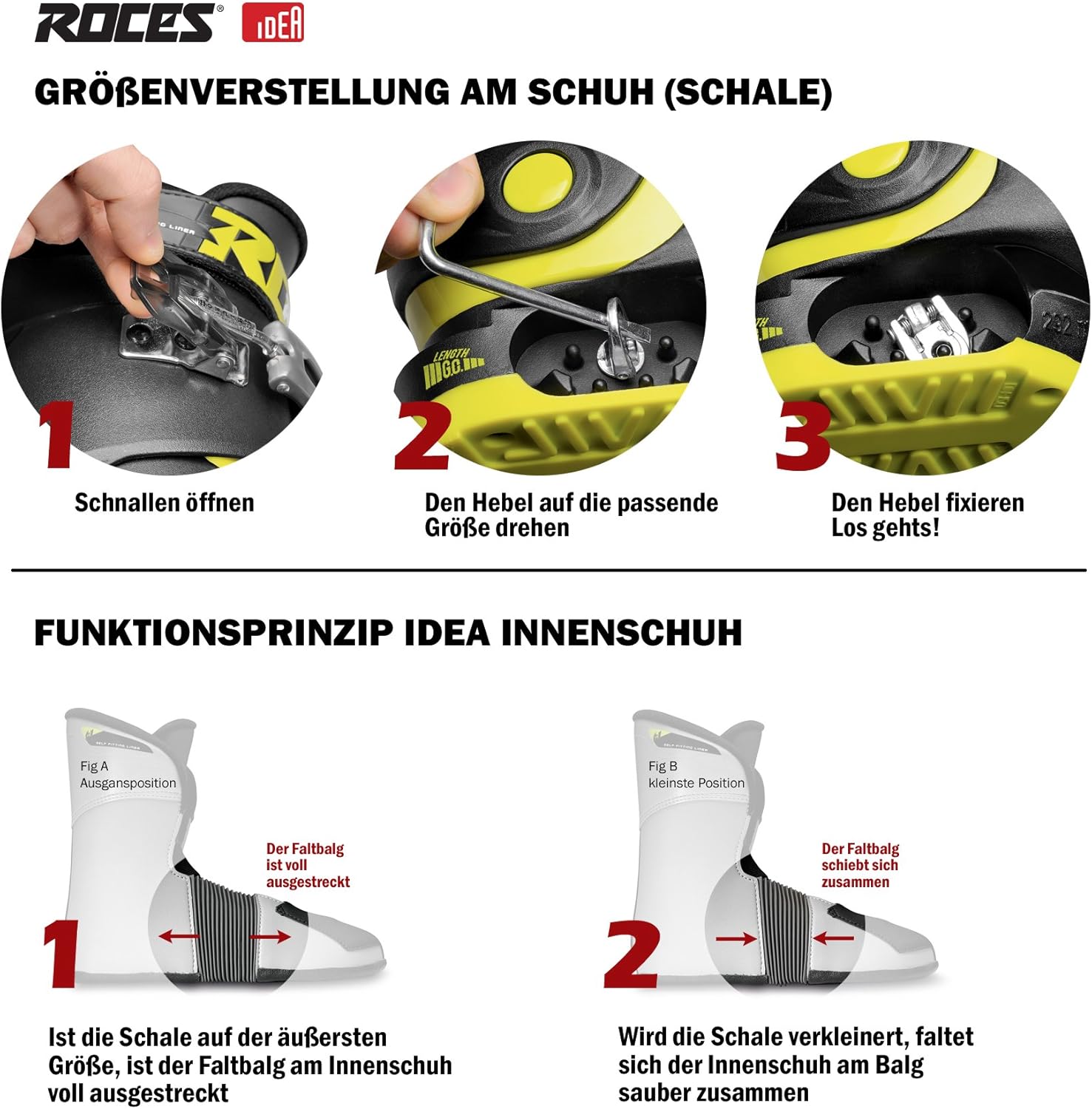 Roces Idea Up 19.0 – 22.0 Childrens Ski Boots Children's Adjustable, Children's, IDEA UP 19.0-22.0, black-White-Red, 30-35