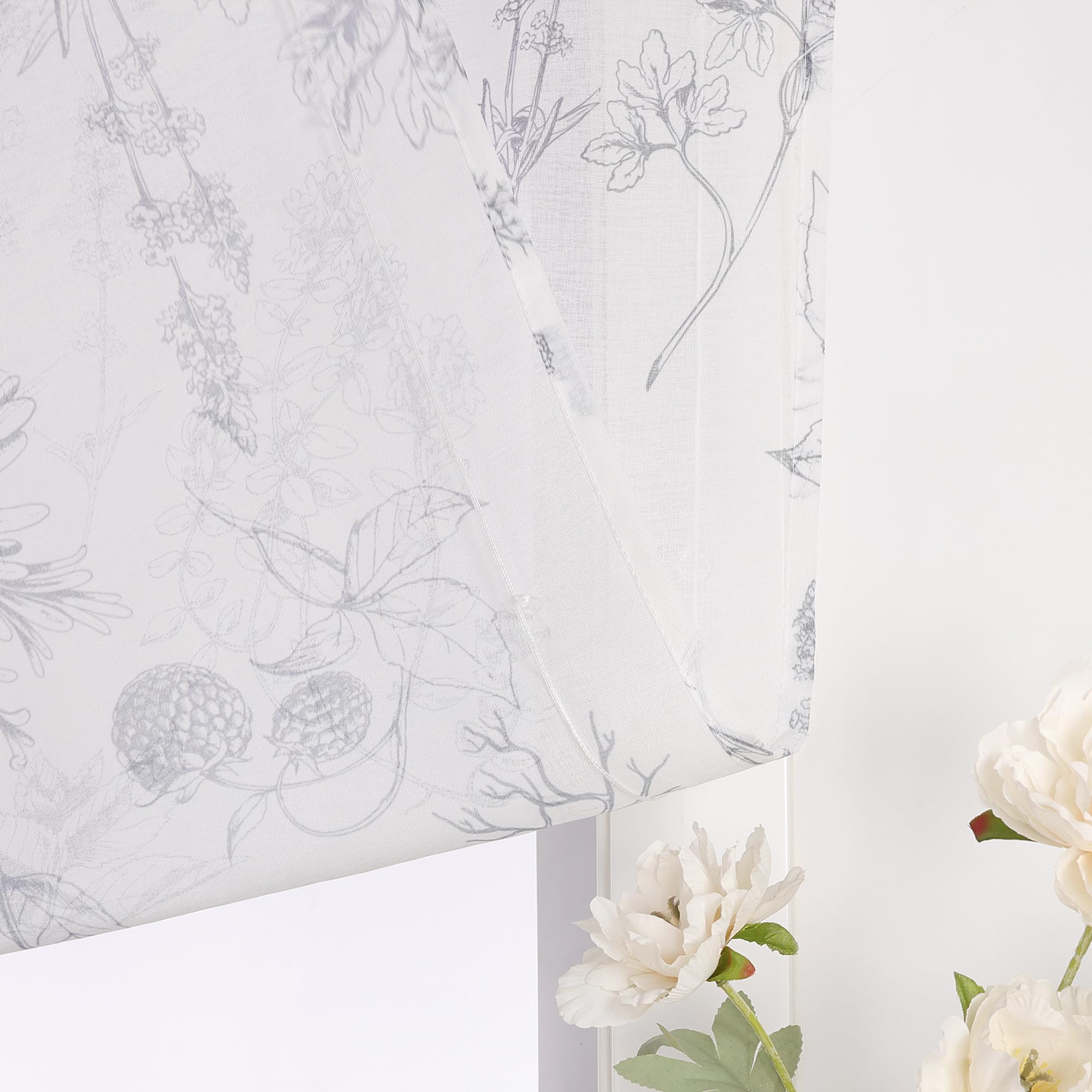 Raffrollo mit Klettband Transparent Raffgardine Vorhang mit Druck Fenster Gardine Modern Rollo 1 Stück BxH 120x140 cm Grau