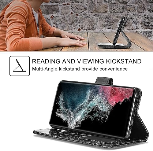 Miniatura 3 de UEEBAI Funda tipo cartera para Samsung Galaxy S20 FE 5G, funda de cuero PU con purpurina premium para teléfono, ranuras para tarjetas, funda