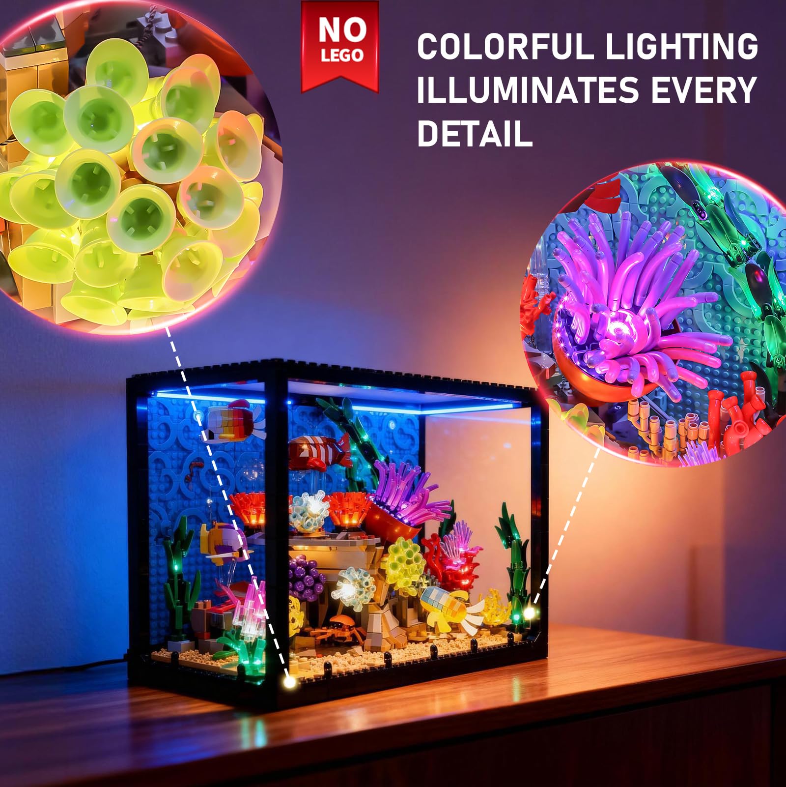 BRIKSMAX Oświetlenie LED do Lego Icons tropikalnego akwarium 10366, kompatybilny zestaw świateł do klocków – bez zestawu Lego, dekoracyjne światło premium do modelarstwa, dekoracja domu, prezent dla
