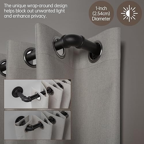 Miniatura 4 de Zeerobee Curtain Rods for Windows 144 to 168, 1 Inch Industrial Wrap Around Black Curtain Rod, Indoor/Outdoor Room Divider Adjustable Drapery Pole