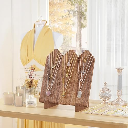 Miniatura 2 de Lolalet Expositores de collares de madera para vender, múltiples soportes independientes de collares y exhibidores para vendedores, soportes de