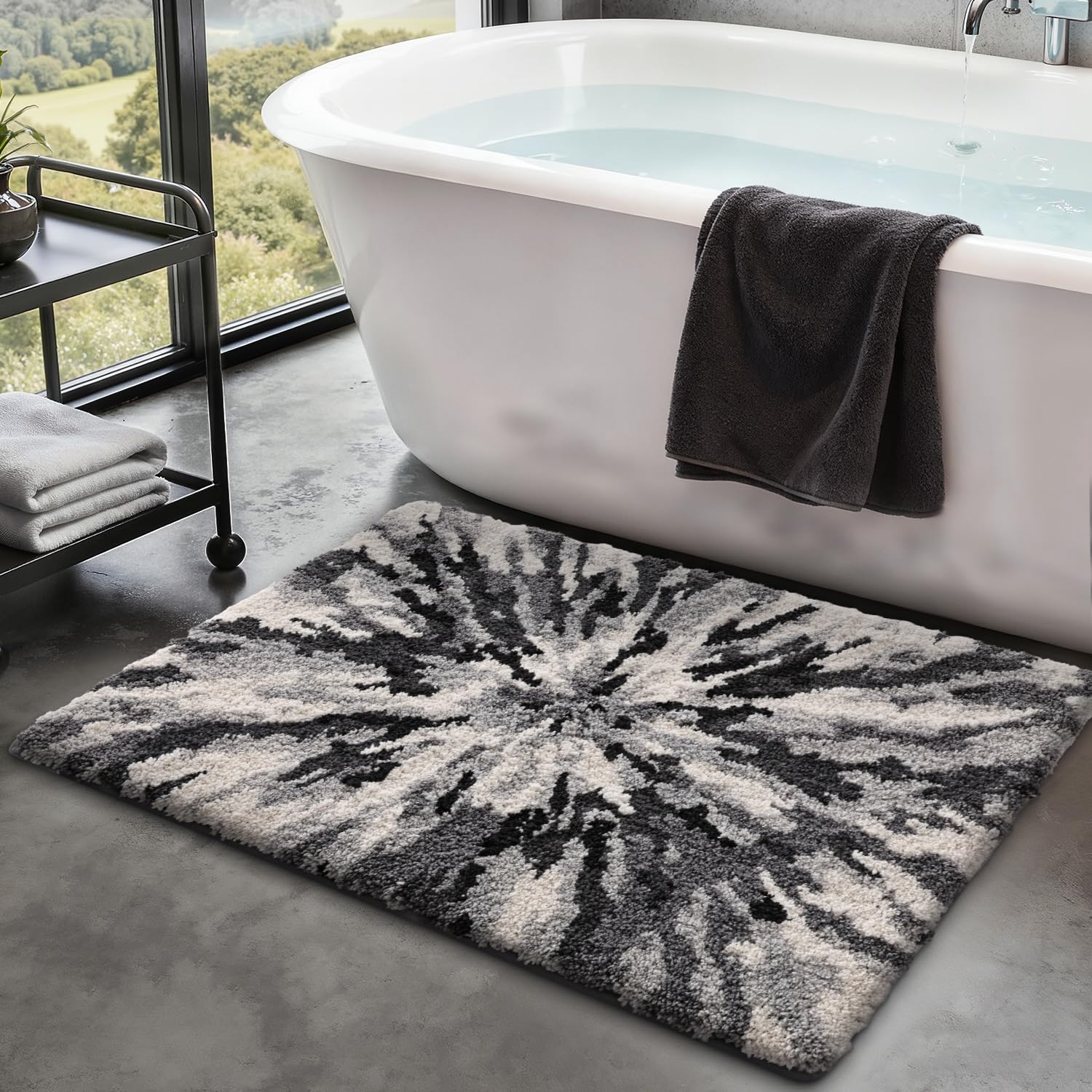 LUMI Bathroom Rugs Soft Absorbent Bath Mat for Modern Home Decor Non-Slip Quick-Dry Bath Rug Machine Washable Floor