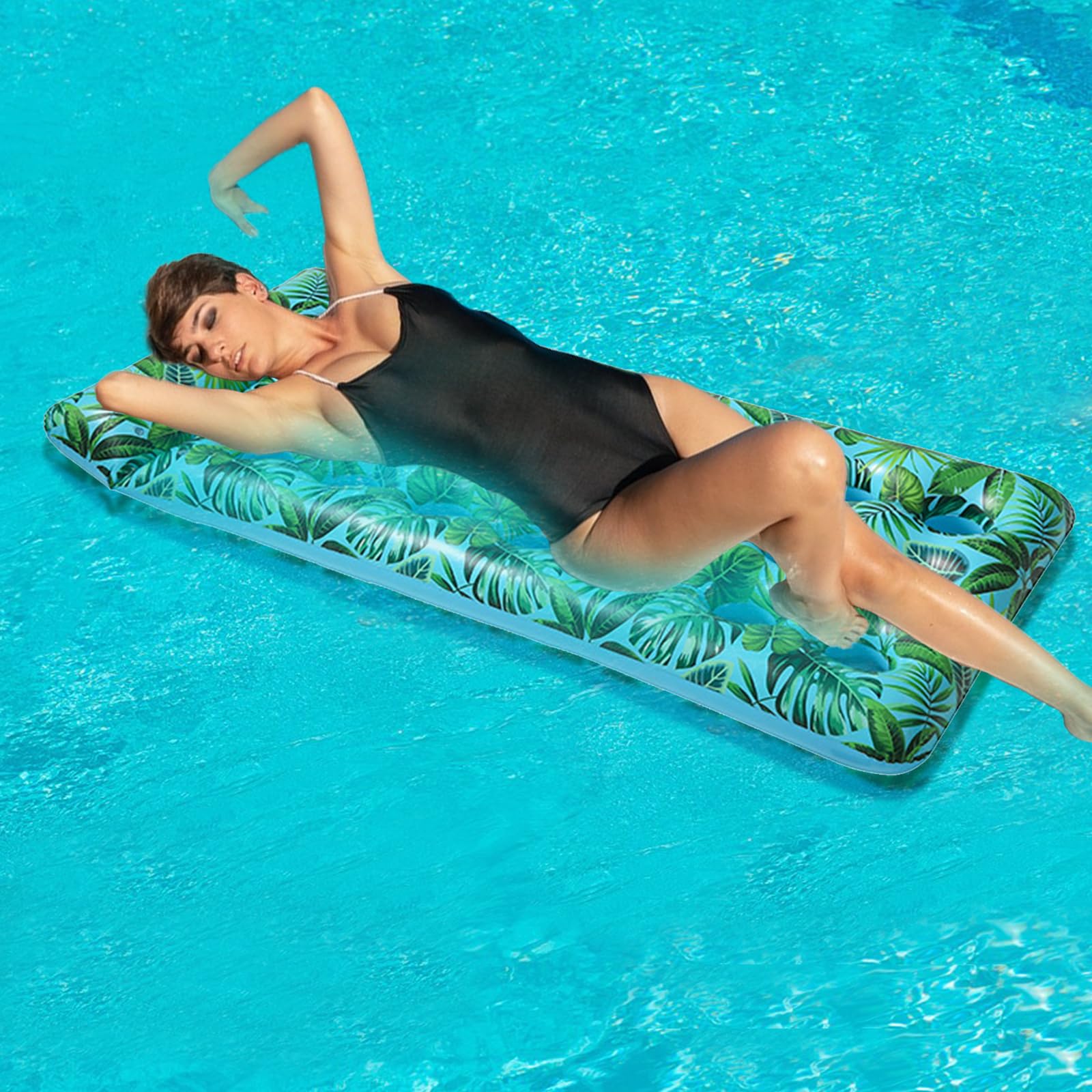 Pool Hammocks for Adult,Inflatable Pool Floats 4 in 1,Inflatable Pool Lounger with Headrest,PVC Water Floating Hammock,70x39 in Lilo Floats Rafts,Swimming Pool Float Chair for Summer Beach (GREEN) - Image 4