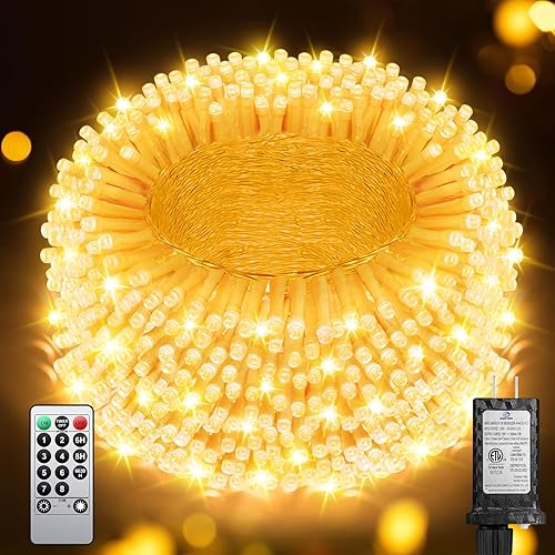 Miniatura 22 de 900 luces LED de Navidad de 355 pies, guirnalda de luces extra largas para exteriores, impermeables, temporizador y memoria, 8 modos regulables,