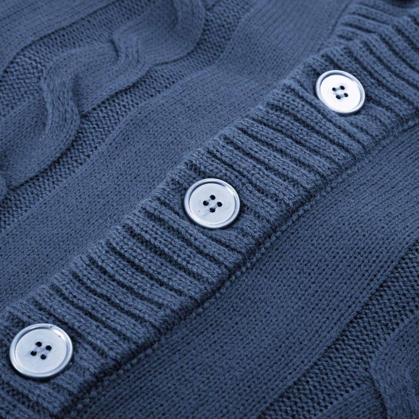 PJ PAUL JONES Cardigan da uomo con chiusura a bottoni, motivo a treccia, con colletto alto a coste, per autunno e inverno