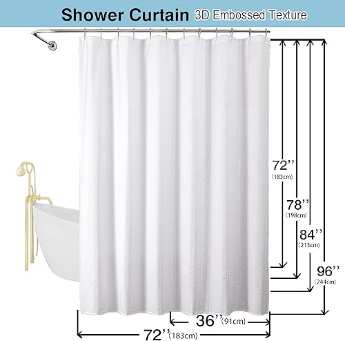 Miniatura 9 de Moga - Cortina de ducha extra larga de 72 x 84 pulgadas, cortina de ducha de tela texturizada en relieve 3D para baño, repelente al agua, lavable a