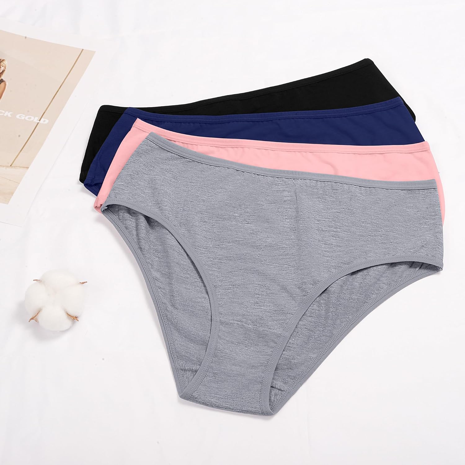 J-pone Womens High Waisted Bikini Underwear Smooth Hipster Panties Cheeky Underwear Breathable Ladies Panties 4 Pack - Image 7