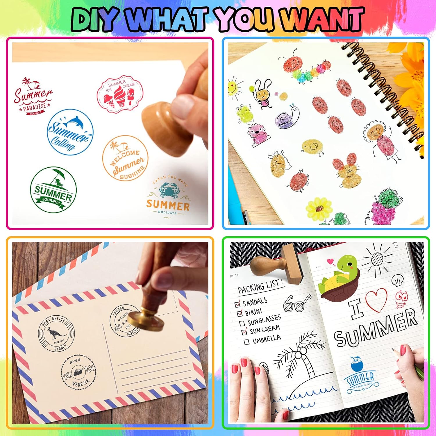Large Craft Ink Pads - 12 Colors 7*8in Hexagon Rainbow DIY Fingerprint Ink Pad Stamps Partner Washable Color Painting Card Making Stamp Pad for Kids Rubber Stamp Crafting Paper Wood Fabric Scrapbook