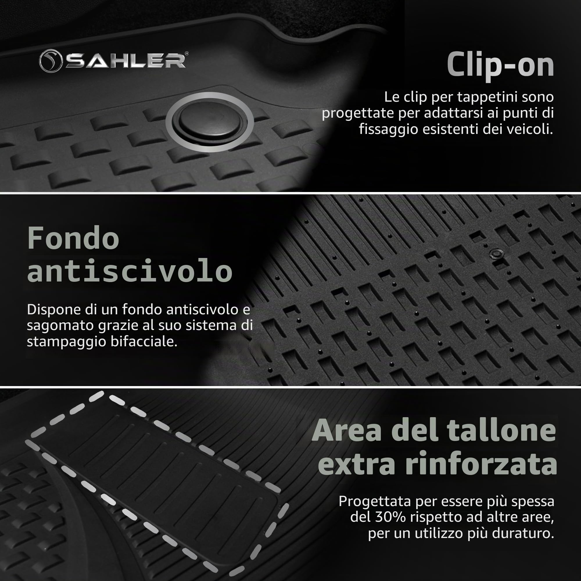Sahler Tappetini per auto compatibili con Volkswagen Tiguan 2024-2026 | 4.5D Premium TPE gomma antiscivolo tappetini in gomma impermeabile auto tappetino nero