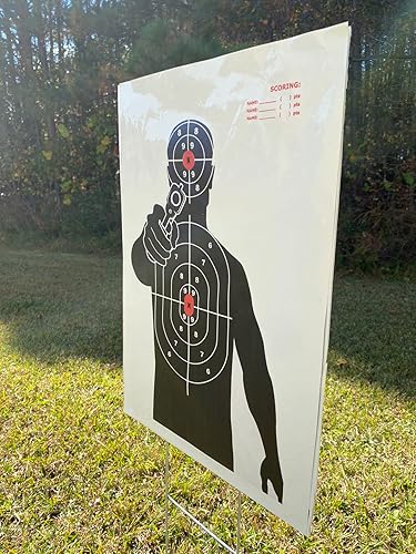 Miniatura 4 de Paquete de 10 objetivos de disparo 12 x 20 pulgadas objetivo de salpicadura de silueta, póster de práctica, ideal para todas las armas de fuego,